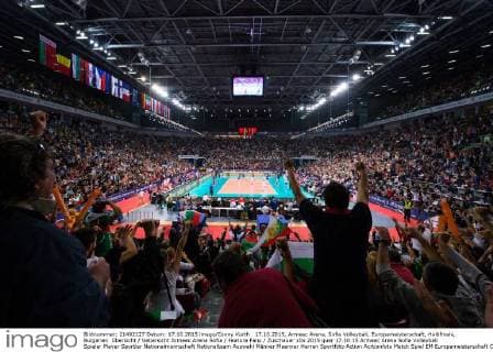 17.10.2015, Armeec Arena, Sofia Volleyball, Europameisterschaft, Halbfinale, Bulgarien Übersicht Uebersicht Armeec Arena Sofia Feature Fans Zuschauer