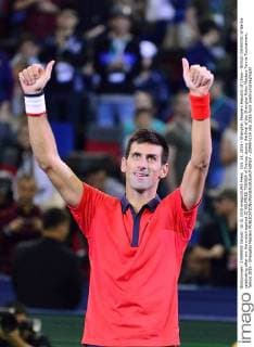 Oct. 18, 2015 - Shanghai, People s Republic of China - NOVAK DJOKOVIC of Serbia celebrating after win the match against JO WILFRIED TSONGA of France, during the final of the Shanghai Rolex Masters Tennis Tournament. Tennis 2015 - Shanghai Masters  - ZUMAm119