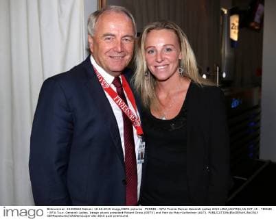 TENNIS - WTA Tennis Damen Generali Ladies 2015 LINZ,AUSTRIA,18.OCT.15 - TENNIS - WTA Tour, Generali Ladies. Image shows president Robert Gross (OETV) and Patricia Mayr-Achleitner (AUT). GEPAxpictures xWalterxLuger