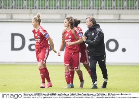 Fußball, Allianz Frauen Bundesliga, VfL Wolfsburg - SC Sand; Jovana Damnjanovic (Sand, 14) Jubel, Torjubel, Freude, Emotion, Torerfolg, Aktion, action, goal, goal celebration, celebrates. xtgx