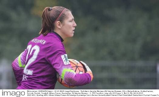Torhüterin Jennifer Martens (SV Werder Bremen, 22) in Nahaufnahme, Großaufnahme, Portrait, Porträt, Fussball, Allianz Frauen-Bundesliga, SV Werder Bremen - 1. FFC Frankfurt, xdgx