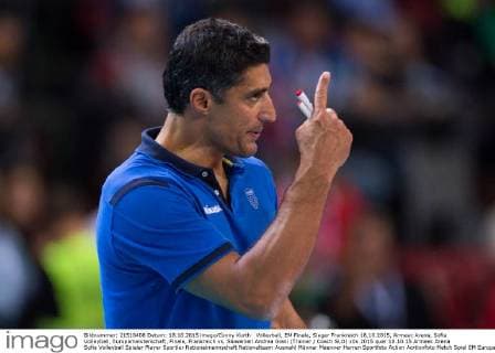 Volleyball, EM Finale, Sieger Frankreich 18.10.2015, Armeec Arena, Sofia Volleyball, Europameisterschaft, Finale, Frankreich vs. Slowenien Andrea Giani (Trainer Coach SLO)