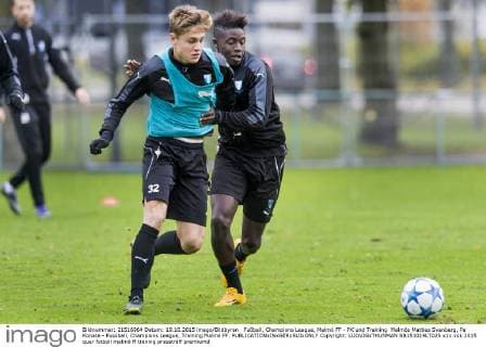 Fußball, Champions League, Malmö FF - PK und Training Malmös Mattias Svanberg, Pa Konate - Fussball, Champions League, Training Malmö FF.  Copyright: LUDVIGxTHUNMAN BB151019LT025