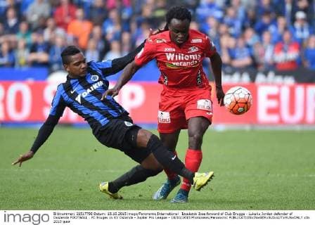 Izquierdo Jose forward of Club Brugge - Lukaku Jordan defender of Oostende FOOTBALL : FC Bruges vs KV Ostende - Jupiler Pro League - 18 10 2015 Photonews Panoramic 