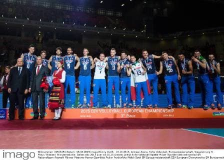 18.10.2015, Armeec Arena, Sofia Volleyball, Europameisterschaft, Siegerehrung 3. Platz Bronze Bronzemedaille: Italien
