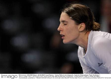 Andrea Petkovic ist enttaeuscht, frustriert, Entaeuschung, Frust, Emotionen Tennis, Frauen, 2015 19.10.2015 WTA Tennis Damen BGL BNP Paribas Open Luxembourg - Andrea Petkovic (GER) vs Misaki Doi (JPN) Kockelscheuer, Luxemburg 