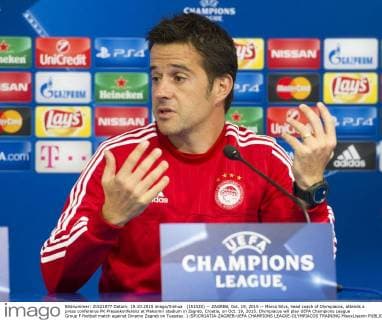 (151020) -- ZAGREB, Oct. 19, 2015 -- Marco Silva, head coach of Olympiacos, attends a press conference PK Pressekonferenz at Maksimir stadium in Zagreb, Croatia, on Oct. 19, 2015. Olympiacos will play UEFA Champions League Group F football match against Dinamo Zagreb on Tuesday. ) (SP)CROATIA-ZAGREB-UEFA CHAMPIONS LEAGUE-OLYMPIACOS TRAINING MisoxLisanin 