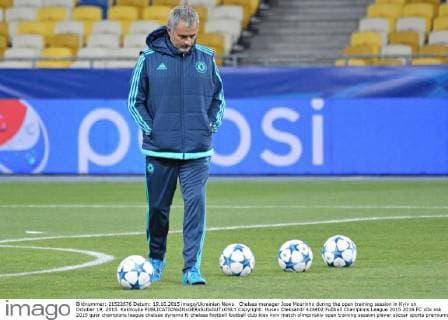 Chelsea manager Jose Mourinho during the open training session in Kyiv on October 19, 2015. Kakhovka  Copyright: Husev Oleksandr 428402