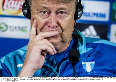 Malmös Coach Age Hareide PK Champions League Malmö FF.  Copyright: PETTERxARVIDSON BB151020PA069