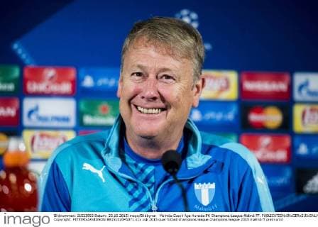 Malmös Coach Age Hareide PK Champions League Malmö FF.  Copyright: PETTERxARVIDSON BB151020PA071