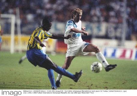 Rudi Völler (Olympique Marseille) im Spiel gegen SC Toulon, Fußball Frankreich, Ligue Une 1 1992 1993 Fußball International Olympique Marseille