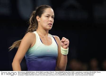 Tennis BGLBNPParibas Open 2015 - Luxembourg, Luxemburg 20.10.2015, Tennis Tennis BGLBNPParibas Open 2015 - Luxembourg, Luxemburg v.l. Ana Ivanovic (Serbie, Serbia, SRB) freut sich, jubel, mit geballter Faust, Emotionen 