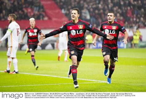 Leverkusen, 20.10.2015, BayArena Torjubel: Javier Hernandez Chicharito (Bayer), Giulio Donati (Bayer) Bayer Leverkusen - AS Rom mm