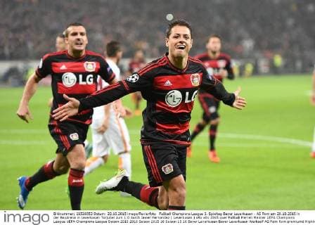 Fußball Champions League 3. Spieltag Bayer Leverkusen - AS Rom am 20.10.2015 in der BayArena in Leverkusen Torjubel zum 1:0 durch Javier Hernandez ( Leverkusen ) xRx