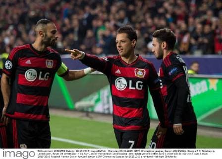 Dienstag 20.10.2015, UEFA Champions League, Saison 2015 2016, Gruppe E 3. Spieltag in Leverkusen, Bayer 04 Leverkusen - AS Rom, Javier Hernandez (Leverkusen) jubelt nach seinem treffer zum 1:0 DeFodi001