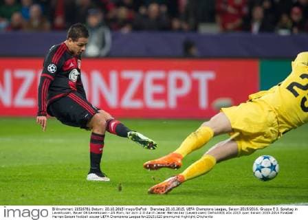 Dienstag 20.10.2015, UEFA Champions League, Saison 2015 2016, Gruppe E 3. Spieltag in Leverkusen, Bayer 04 Leverkusen - AS Rom, tor zum 2:0 durch Javier Hernandez (Leverkusen) DeFodi001