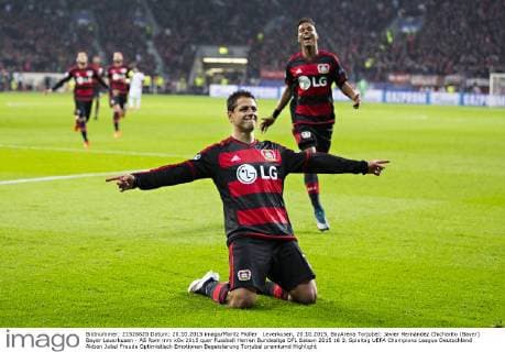 Leverkusen, 20.10.2015, BayArena Torjubel: Javier Hernandez Chicharito (Bayer) Bayer Leverkusen - AS Rom mm