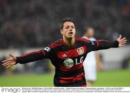 Fußball Champions League 3. Spieltag Bayer Leverkusen - AS Rom am 20.10.2015 in der BayArena in Leverkusen Torjubel zum 2:0 durch Javier Hernandez ( Leverkusen ) xRx