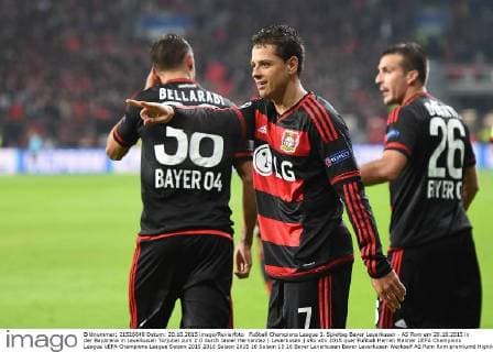 Fußball Champions League 3. Spieltag Bayer Leverkusen - AS Rom am 20.10.2015 in der BayArena in Leverkusen Torjubel zum 2:0 durch Javier Hernandez ( Leverkusen ) xRx