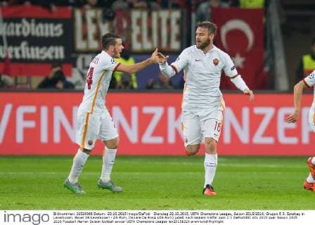 Dienstag 20.10.2015, UEFA Champions League, Saison 2015 2016, Gruppe E 3. Spieltag in Leverkusen, Bayer 04 Leverkusen - AS Rom, Daniele De Rossi (AS Rom) jubelt nach seinem treffer zum 2:1 DeFodi001