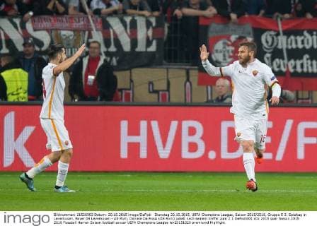Dienstag 20.10.2015, UEFA Champions League, Saison 2015 2016, Gruppe E 3. Spieltag in Leverkusen, Bayer 04 Leverkusen - AS Rom, Daniele De Rossi (AS Rom) jubelt nach seinem treffer zum 2:1 DeFodi001