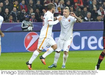 Leverkusen, Deutschland 20. Oktober 2015: Champions League 15 16 - Bayer 04 Leverkusen vs. AS Rom Torjubel zum 2. durch Daniele De Rossi (AS Rom) ot
