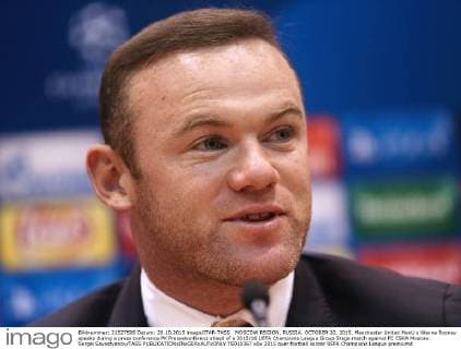 MOSCOW REGION, RUSSIA. OCTOBER 20, 2015. Manchester United ManU s Wayne Rooney speaks during a press conference PK Pressekonferenz ahead of a 2015 16 UEFA Champions League Group Stage match against FC CSKA Moscow. Sergei Savostyanov TASS  TS010367