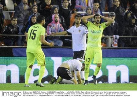 - VALENCIA, SPAIN: Gent s Stefan Mitrovic pictured during a soccer game between Spanish club Valencia CF and Belgian team KAA Gent in Valencia, Spain, Tuesday 20 October 2015, game three in group H of the group stage of the UEFA Champions League tournament. YORICKxJANSENS  x04725095x