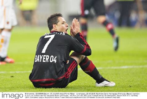 Leverkusen, 20.10.2015, BayArena Javier Hernandez Chicharito (Bayer) nachdem er kurz vor Schluss das Tor verpasste Bayer Leverkusen - AS Rom mm
