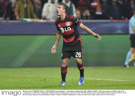 Leverkusen, Deutschland 20. Oktober 2015: Champions League 15 16 - Bayer 04 Leverkusen vs. AS Rom Torjubel bei Giulio Donati (Leverkusen) ot