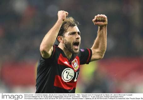 Foto: Torjubel beim 4-4 Ausgleich für Bayer 04 , Admir Mehmedi Fussball - Championsleague am Di. 20.10.2015 Gruppenphase, Bayer 04 Leverkusen - AS Rom 4 - 4