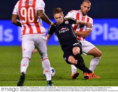 UEFA Champions League, Group F, Round 3, GNK Dinamo - FC Olympiakos 20.10.2015., Croatia, Zagreb - Maksimir Stadium - UEFA Champions League, Group F, Round 3, GNK Dinamo - FC Olympiakos. Marko Rog, Pajtim Kasami.  MarkoxPrpic PIXSELL