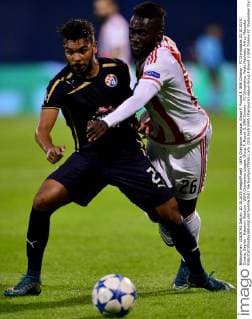 UEFA Champions League, Group F, Round 3, GNK Dinamo - FC Olympiakos 20.10.2015., Croatia, Zagreb - Maksimir Stadium - UEFA Champions League, Group F, Round 3, GNK Dinamo - FC Olympiakos. Paulo Machado, Arthur Masuaku.  MarkoxPrpic PIXSELL