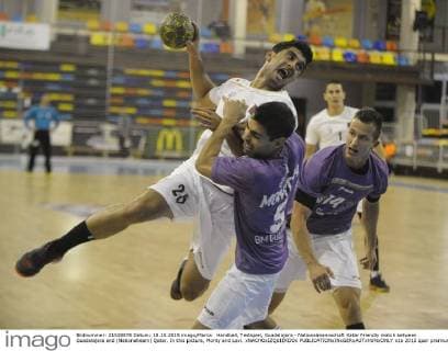 Handball, Testspiel, Guadalajara - Nationalmannschaft Katar Friendly match between Guadalajara and (Nationalteam) Qatar. In this picture, Monty and Levi. xNACHOxIZQUIERDOx 