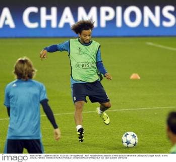 Real Madrid training session at PSG stadium before the Champions League match. In this picture, Marcelo. xANGELxRIVEROx 