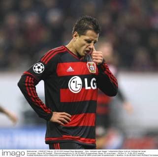 Foto: Verlierer oder Sieger ? skeptische Miene kurz vor Schluss bei Javier Hernandez - Bayer 04 Fussball - Championsleague am Di. 20.10.2015 Gruppenphase, Bayer 04 Leverkusen - AS Rom 4 - 4