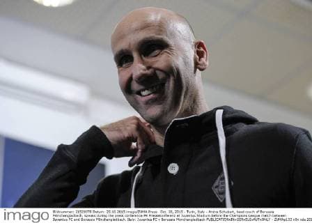 Oct. 20, 2015 - Turin, Italy - Andre Schubert, head coach of Borussia Mönchengladbach, speaks during the press conference PK Pressekonferenz at Juventus Stadium before the Champions League match between Juventus FC and Borussia Mönchengladbach. Italy: Juventus FC v Borussia Monchengladbach - ZUMAp133