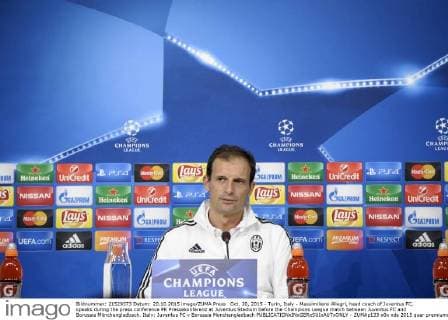 Oct. 20, 2015 - Turin, Italy - Massimiliano Allegri, head coach of Juventus FC, speaks during the press conference PK Pressekonferenz at Juventus Stadium before the Champions League match between Juventus FC and Borussia Mönchengladbach. Italy: Juventus FC v Borussia Monchengladbach - ZUMAp133