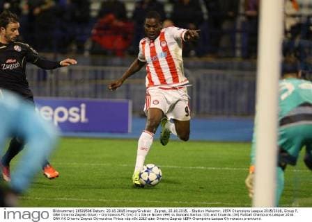 Zagreb, 20.10.2015. - Stadion Maksimir, UEFA Champions League 2015 2016, Group F, GNK Dinamo Zagreb (blue) - Olympiacos FC (rw) 0:1 Ideye Brown (99) vs Goncalo Santos (13) and Eduardo (34)