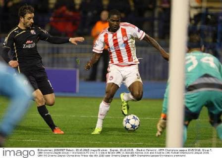Zagreb, 20.10.2015. - Stadion Maksimir, UEFA Champions League 2015 2016, Group F, GNK Dinamo Zagreb (blue) - Olympiacos FC (rw) 0:1 Ideye Brown (99) vs Goncalo Santos (13) and Eduardo (34)