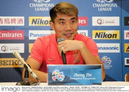 OSAKA, JAPAN - OCTOBER 20: (CHINA OUT) Zheng Zhi of Guangzhou Evergrand attends a press conference PK Pressekonferenz ahead of the semi finals match between Gamba Osaka and Guangzhou Evergrande as part of 2015 Asian Champions League on October 20, 2015 in Osaka, Japan.  CFP474624799 