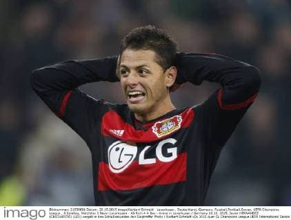 Leverkusen , Deutschland, Germany, Fussball,Football,Soccer, UEFA Champions League , 3.Spieltag, Matchday 3 Bayer Leverkusen - AS Rom 4:4 Bay - Arena in Leverkusen Germany 20.10. 2015, Javier HERNANDEZ (CHICHARITO) (LEV) vergab in den Schlußsekunden den Siegtreffer Photo : Norbert Schmidt