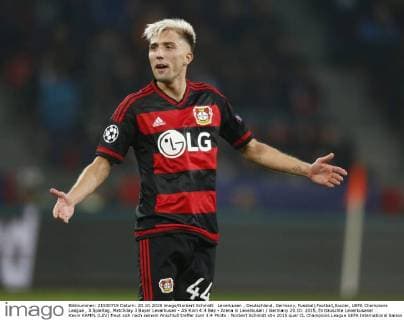 Leverkusen , Deutschland, Germany, Fussball,Football,Soccer, UEFA Champions League , 3.Spieltag, Matchday 3 Bayer Leverkusen - AS Rom 4:4 Bay - Arena in Leverkusen Germany 20.10. 2015, Enttäuschte Leverkusener : Kevin KAMPL (LEV) freut sich nach seinem Anschluß treffer zum 3:4 Photo : Norbert Schmidt