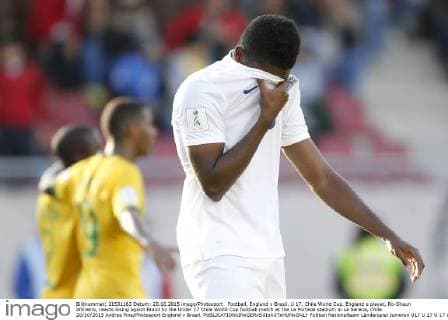 Football, England v Brasil. U 17, Chile World Cup. England s player, Ro-Shaun Williams, reacts losing againt Brazil by the Under 17 Chile World Cup football match at the La Portada stadium in La Serena, Chile. 20 10 2015 Andres Pina Photosport England v Brasil. 