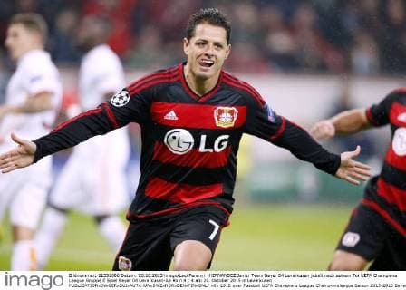 HERNANDEZ Javier Team Bayer 04 Leverkusen jubelt nach seinem Tor UEFA Champions League Gruppe E Spiel Bayer 04 Leverkusen-AS Rom 4 : 4 am 20. Oktober 2015 in Leverkusen 