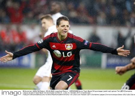 HERNANDEZ Javier Team Bayer 04 Leverkusen jubelt nach seinem Tor UEFA Champions League Gruppe E Spiel Bayer 04 Leverkusen-AS Rom 4 : 4 am 20. Oktober 2015 in Leverkusen 
