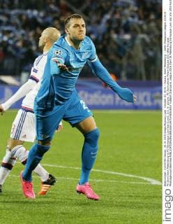 October 20, 2015. - Russia, Saint Petersburg. - UEFA Champions League 2015 16 - FC Zenit Saint Petersburg vs FC Olympique Lyonnais (Lyon), 3:1. In picture: FC Zenit player Artem Dzyuba (22) after his goal. PhotoagencyxInterpress 