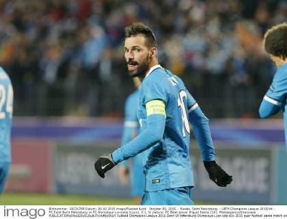 October 20, 2015. - Russia, Saint Petersburg. - UEFA Champions League 2015 16 - FC Zenit Saint Petersburg vs FC Olympique Lyonnais (Lyon), 3:1. In picture: FC Zenit player Miguel Danny (10). PhotoagencyxInterpress 