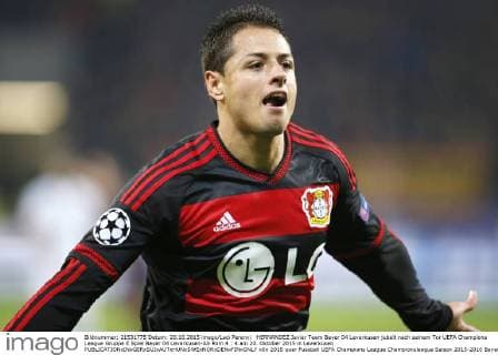 HERNANDEZ Javier Team Bayer 04 Leverkusen jubelt nach seinem Tor UEFA Champions League Gruppe E Spiel Bayer 04 Leverkusen-AS Rom 4 : 4 am 20. Oktober 2015 in Leverkusen 