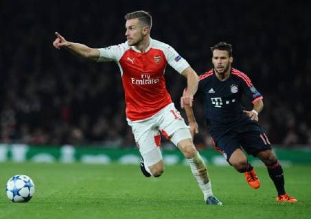 Football - 2015 2016 Champions League - Group F: Arsenal vs. Bayern Munich Aaron Ramsey of Arsenal at The Emirates. COLORSPORT ANDREW COWIE 